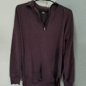 Aerie Maroon Quarter Zip Sweatshirt, Size Small